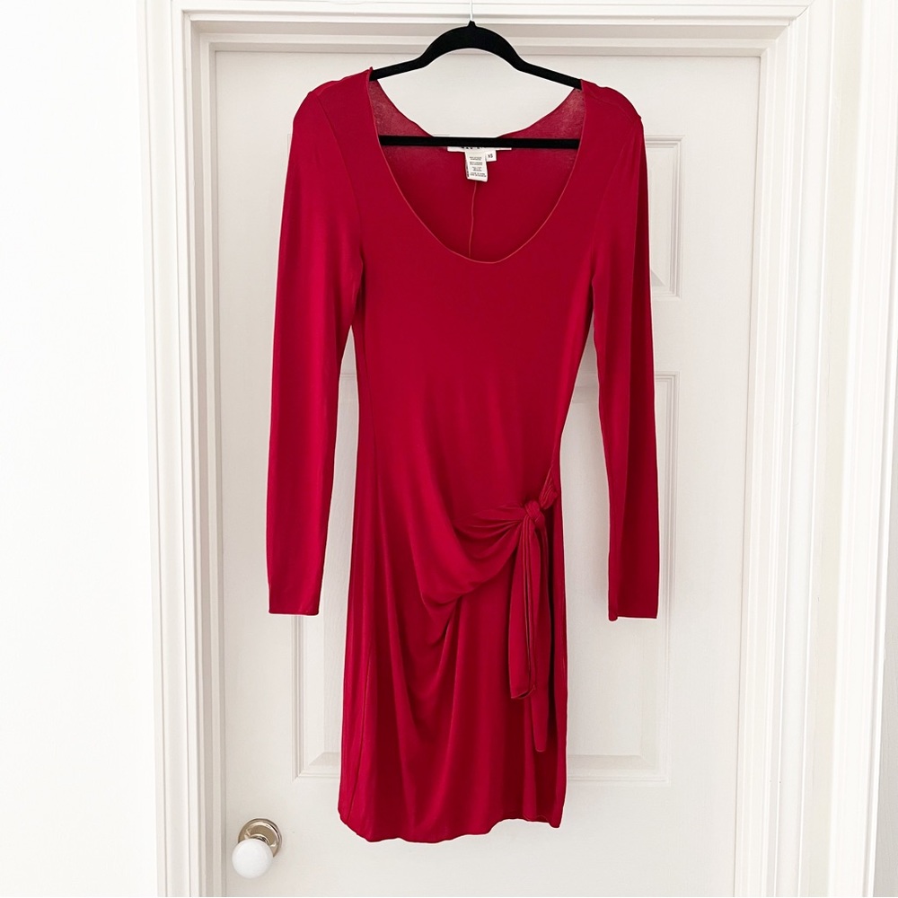 Max Studio XS red long sleeve wrap dress